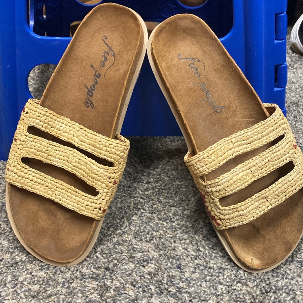 Free people footbed slides.  Worn once.